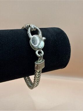 Vintage Avon Weave Foxtail Silver Tone Chain Bracelet LARGE Lobster Claw 8”